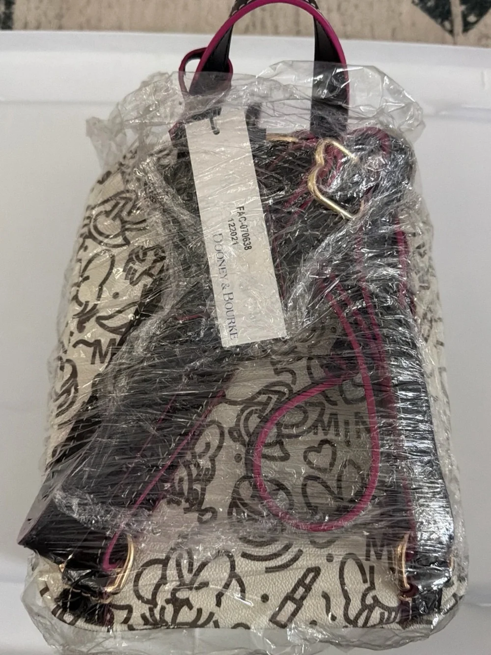 Dooney & Bourke Cream and Brown Minnie Mouse Backpack